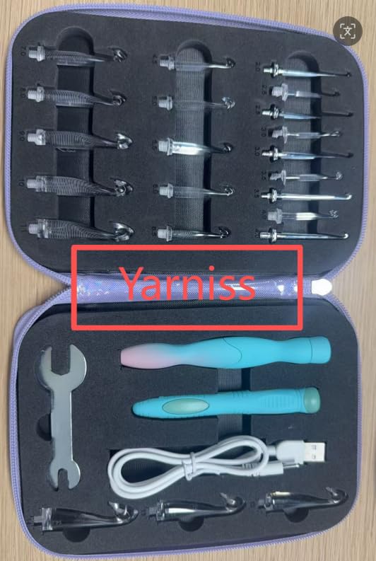 Yarniss Ganchos de ganchillo recargables con luz LED, 22 tamaños, 2,0 ~ 14
