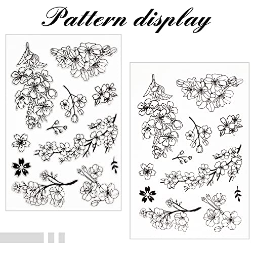 Globleland Cherry Blossoms Clear Stamps Silicone Stamp Cards Flowers Oriental Style Japanese Clear Stamps For Card Making Decoration And Diy Scrapbooking #TOP6