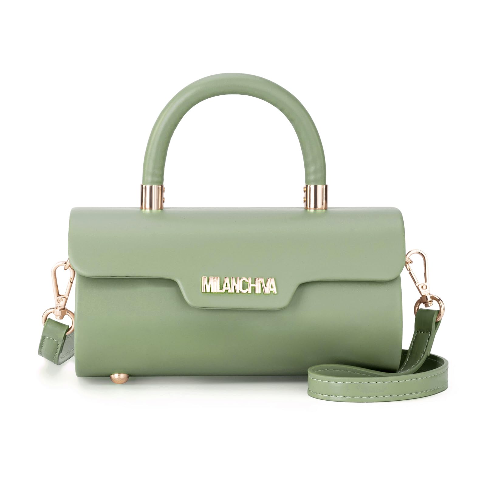 Milan Chiva Small Bags for Women Designer Mini Top Handle Purse Cute Handbags Barrel Shape Purse MC-400LGN
