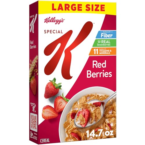 Kellogg's Special K Red Berries Breakfast Cereal, Good Source of Fiber, Large Size, 14.7 oz