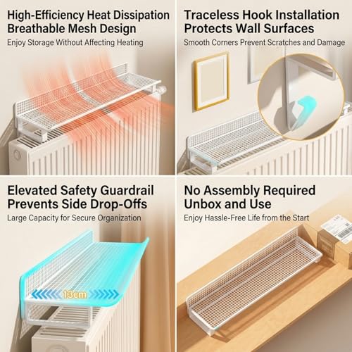 Étagère de couverture radiateur sans perçage pour mur intact - 6