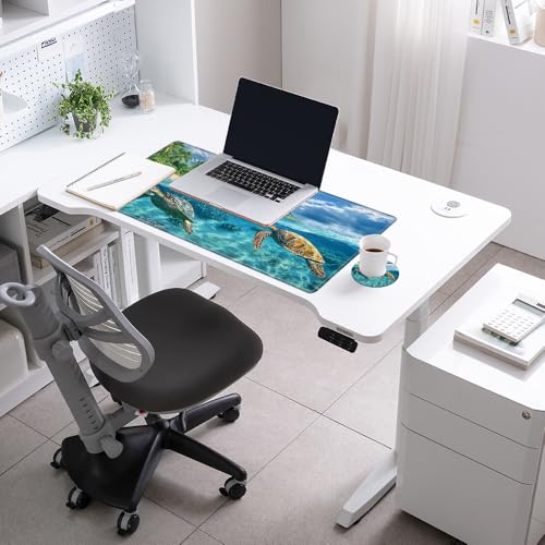 Image of Gaming Mouse Pad Large Mousepad Sea Turtle Desk Mat XXL Big Desk Pad 31.5x15.75 Rubber Base Computer Pad with Stitched Edges Mouse Mat for Work Game Home Office