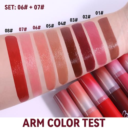 Image of 2Pc Butter Lipstick Tinted Lip Balm, Shine Moisturizing Plumper Lipstick for Women, Natural Nourishing Hydrating Lip Gloss Stain for Dry Lips, Lightweight Lip Liner Care Vegan Makeup, 06 & 07