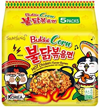 Samyang Hot Chicken Buldak Corn Flavor Ramen Korean Spicy Ramen (Pack of 5)