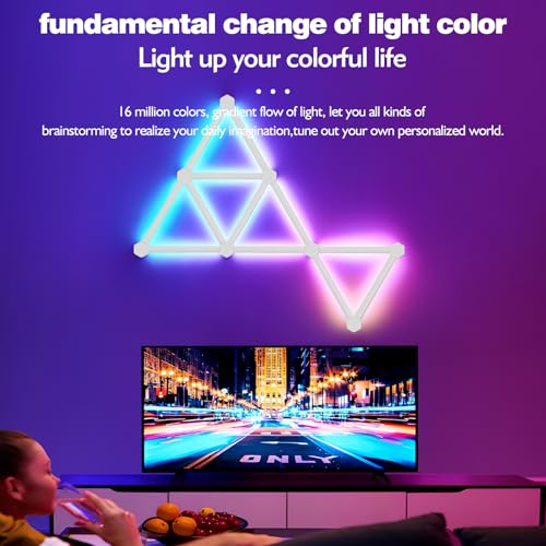 Image of Gaming Lights for Wall, RGB LED Gaming Lights, Smart Wi-Fi Game Lamp with Voice Control and Remote, Party Decor Light for Game Room Party Setup Bedroom Living Room DIY 12 Pack Wall Sconce.