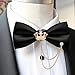 ZULYSTO Mens Adjustable Black Bowtie Set With Gold Metal Crown Chain Two Layer Banquet Neck Bowtie