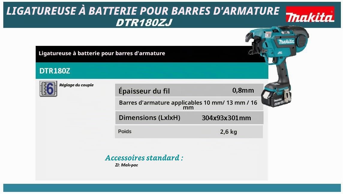 Ligatureuse automatique 18V LXT (Produit seul) - MAKITA DTR180ZJ