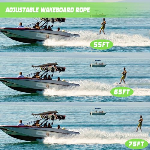 image for ASVAEVAS 75FT Wakeboard Rope and Handle, No Stretch Dyneema Wakeboard 