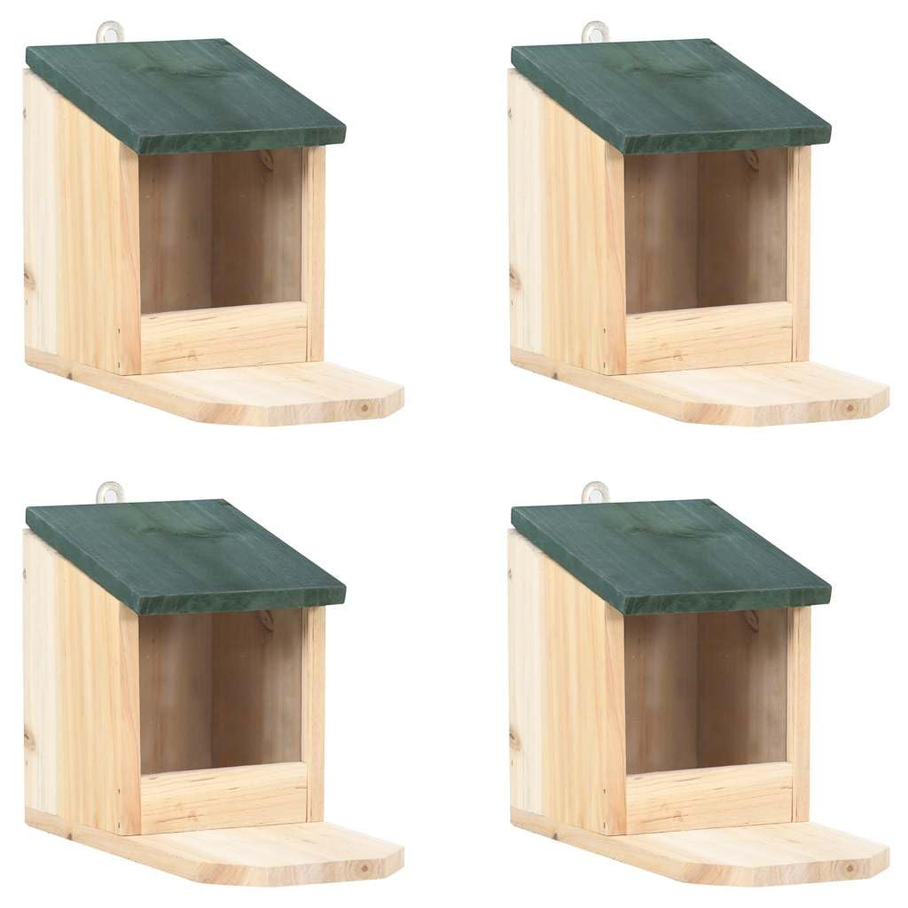 vidaXL 4X Madera de Abeto Casas de Ardilla Animales Pequeños Estación Comida Alimentación Comedero Balcón Jardín Patio Terraza Decoración