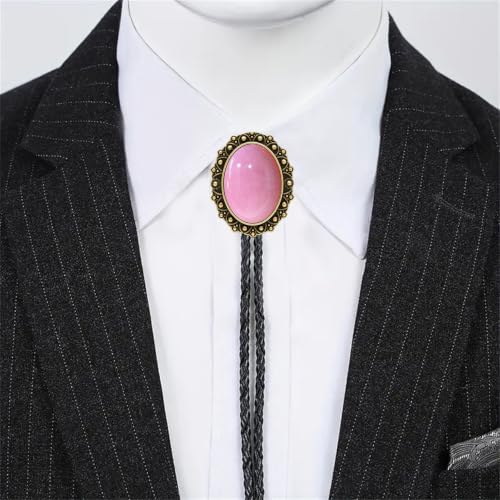 Image of Jeilwiy Bolo Tie for Men Western Cowboy Tie Necklace Gold Bolo Tie Leather Necktie Halloween Tie Accessories for Women