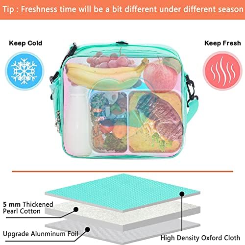 IWTTWY Lunch Bag Insulated Lunch Box for Girls - Rainbow Tote Bag Leakproof Thermal Reusable Cooler Picnic Bag for Women School Office Outdoor (Green)