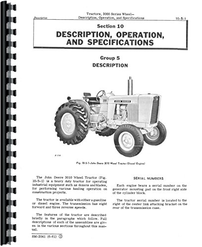 Service Manual John Deere 3000 Industrial 3010 Tractor sm2041      Plastic Comb – January 1, 2014