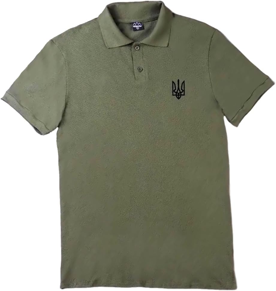 Stylish Ukrainian Polo Shirt with Ukrainian Trident Embroidery