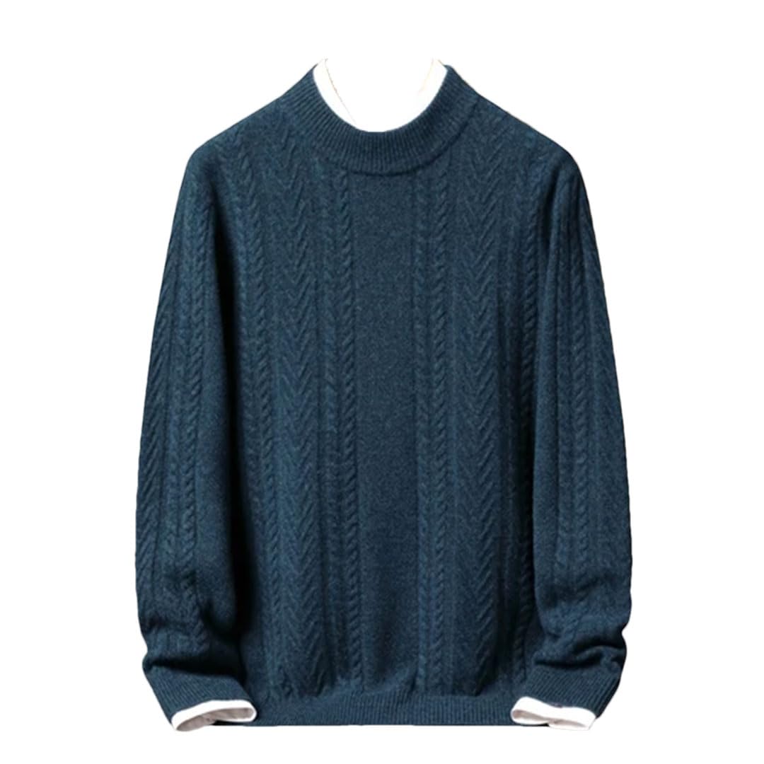Vogrtcc Maglione A Collo Alto da Uomo in Cashmere Lavorato A Maglia A Maniche Lunghe