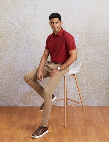 Image of Amazon Brand - Symbol Men's Cotton Shirt | Casual | Plain | Half Sleeve | Summer - Regular Fit (Available in Plus Sizes)