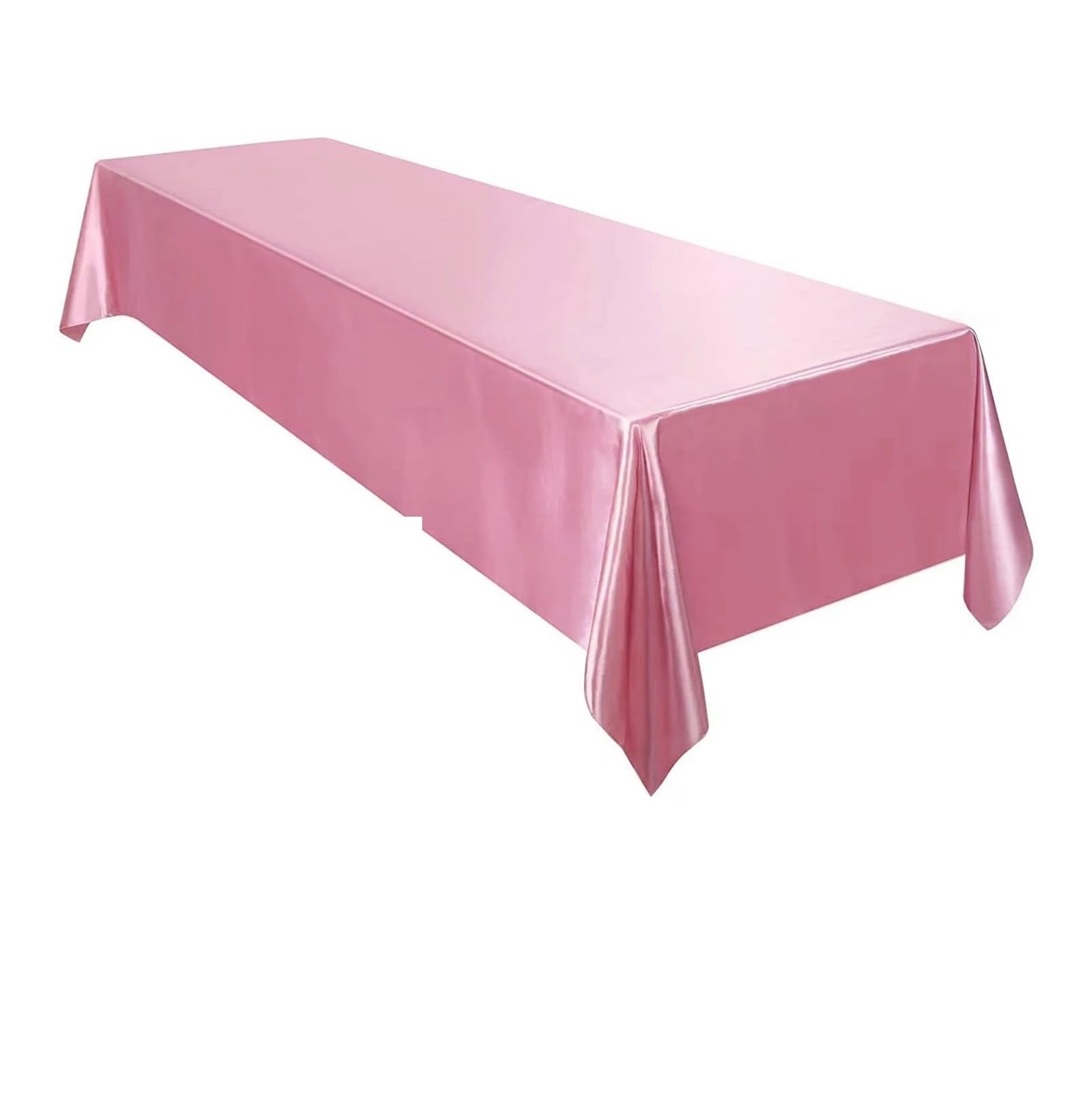LOPJGGYF Green Satin Tablecloth Rectangle Wedding Party Table Cover Solid Color Banquet Restaurant Festival Dining Decor for Wedding Banquet Party Events(Pink,145x180cm)