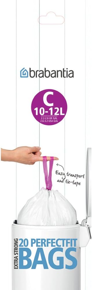 Brabantia Bin Liners, Size C, 10-12 L - 20 Bags