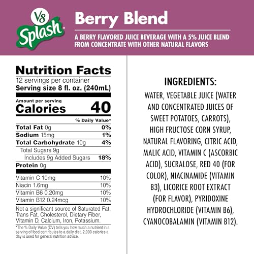 Image of V8 Splash Berry Blend Flavored Beverage, 96 fl oz Bottle