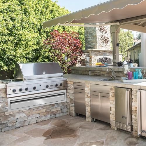 Image of Outdoor Kitchen Drawers 30 inch W x 6.5 inchH x 23 inchD Flush Mount Single BBQ Drawers Built-in Stainless Steel Drawer for Outdoor Kitchen Island, Patio Grill Station