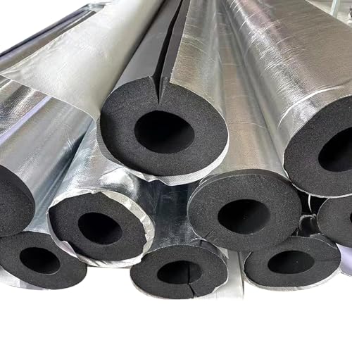 パイプ断熱材 保温付 パイプ絶縁 水道管 フォームパイプ絶縁 配管 パイプカバー 内径22/27/34/43/48/60/76/89/114mm アルミホイル 保温チューブ チューブシェル(ID76mm*TK20mm*95cm)