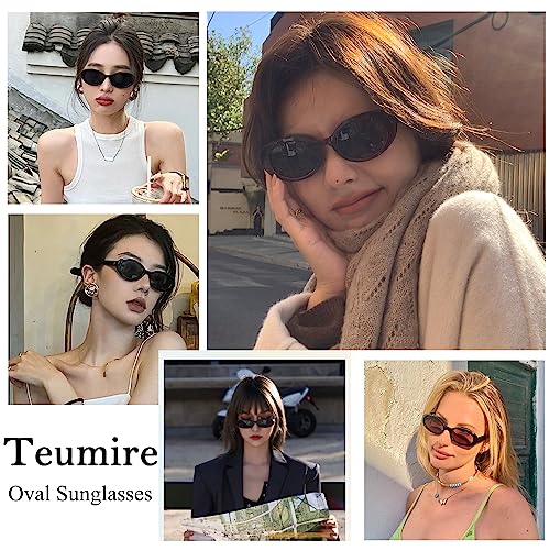 Image of Retro Oval Sunglasses for Women Men 90s Style Vintage Small Sun Glasses UV400 Protection Shades