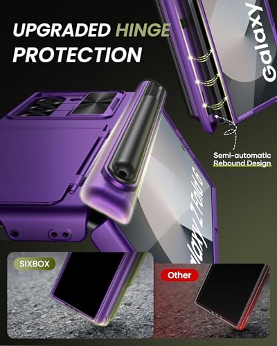 Image of for Samsung Galaxy Z Fold 6 Case with Card Holder & S Pen Holder & Screen Protector & Slide Camera Protection & Hinge Protection, Shockproof Wallet Phone Case for Z Fold 6 5G 2024, Dark Purple