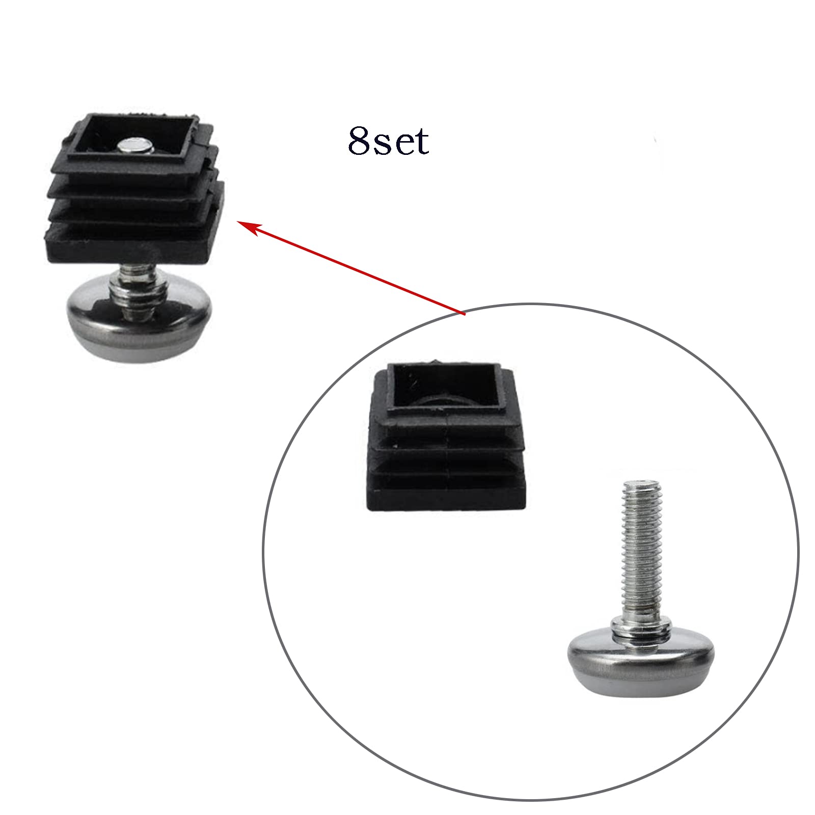 M6 M8 Furniture Table Plastic Base Adjustable Leveling Feet Screw In Threaded | UK - View #2