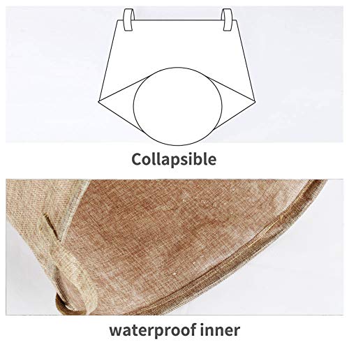 LessMo 2PCS 19.7"Cestello portaoggetti per Cesto della Biancheria, cesti per Biancheria Pop-up Pieghevoli, Lino Cotone Impermeabile Rotondo (Verde/Giallo, Ispessito 19"/ Grande) - Image 6