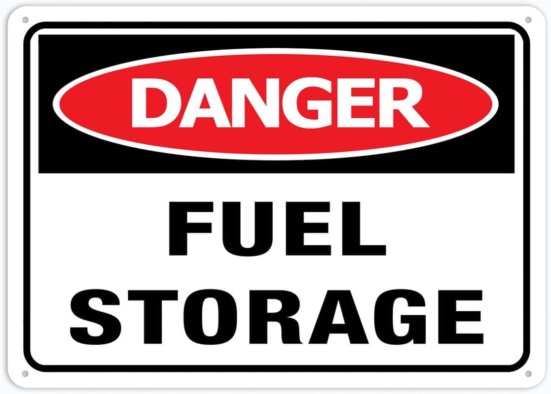Danger Fuel Storage Outdoor Sign - UV-Printed Aluminum 12x8 inch, Weatherproof Security for Business