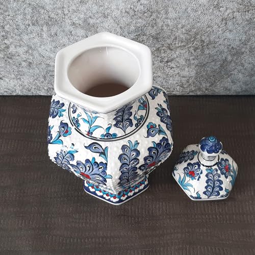 Exquisite Handmade Turkish Ceramic Ginger Jar with Lid - 32 cm Decorative Storage Vessel - Image 5