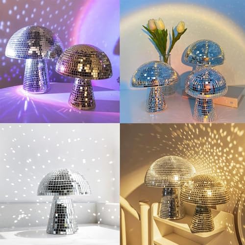 3 Stück Disco Pilze,Spiegel pilz Disco,Disco Pilze Silber,Deko Discokugel Pilz,Spiegel-Pilz-Disco-Kugel,Discokugel Deko,Disco pilz gro,für Heimdekorationen, Bühnenrequisiten, Schulfeste, Partyartikel