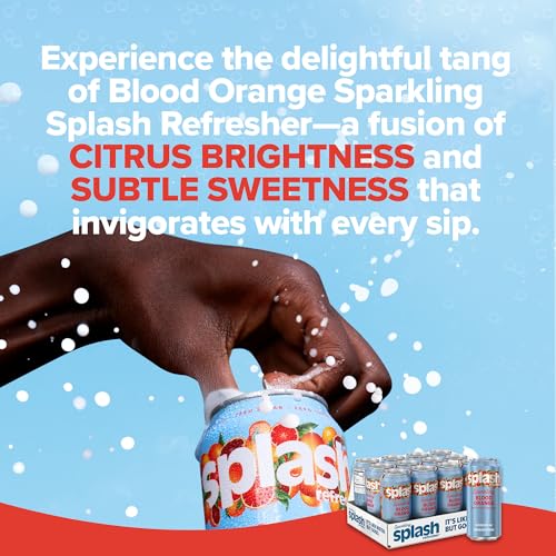Image of SPLASH REFRESHER Sparkling Water, Blood Orange - 12-Pack, 16 Fl Oz Cans - Flavored Carbonated Seltzer Water with Electrolytes, Zero Sugar & Zero Calories