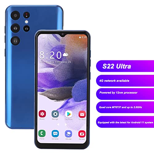 S22 Ultra Unlocked Cell Phone, 6.52" Unlocked Smartphone For Android 11, 4Gb Rom 64Gb Ram, 8Mp 16Mp Cameras, 4000Mah, Stylus, Dual Sim Mobile Phone, Brightest Display,Support Wifi Bt Gps(Blue) #TOP1
