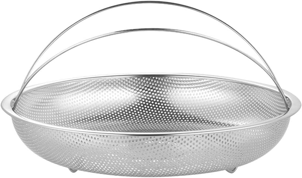 10 Inch Stainless Steel Steamer Basket Mesh Strainer with Handle for Steaming Rice Vegetables and Washing Fruits Lightweight Perforated Design Easy Clean