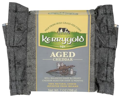 Kerrygold Aged Cheddar, 7 Ounce All-Natural Irish Cheddar Made with Milk from Grass-Fed Cows