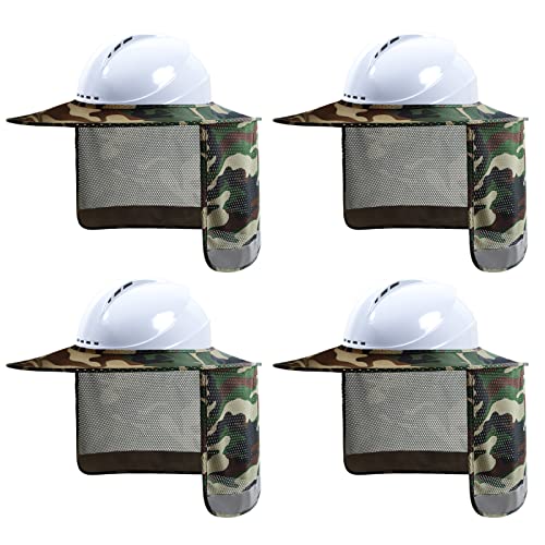 Image of Hard Hat Sun Shade, High Visibility Sun Visor Neck Shade with Reflective Strip, Full Brim, Man & Woman (Hard Hat Not Included), Camo, 4 Pack