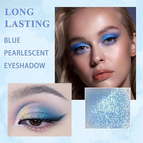 9 Colors Blue Eyeshadow,Bright Eyeshadow Palettes,Matte Shimmer Eyeshadow,Makeup Eyeshadow,Eyeshadow,Eye Shadow Pallets For Women,Eye Makeup Shiny Shimmer Waterproof,Colorful,for Women Girl Makeup - Image 4