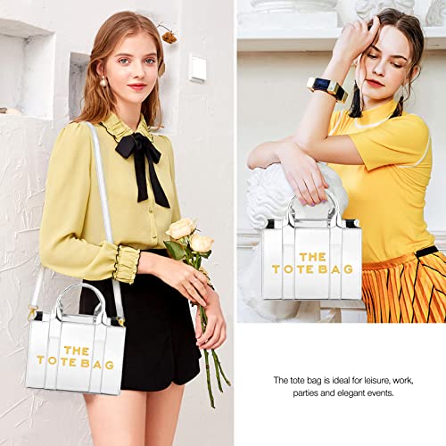 Large The Tote Bag For Women, Crossbody Tote Bag Cute Handbags With Zipper Patent Leather Purse For Office, Travel, School(Silver) #TOP3