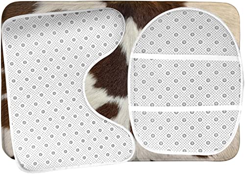 Badezimmerteppich-Set, 3-teilig, brauner Kuhfell-Druck, waschbare Badeteppiche, rutschfest, mit Rückenpolster, Konturteppich und Toilettendeckelbezug – Bild 6
