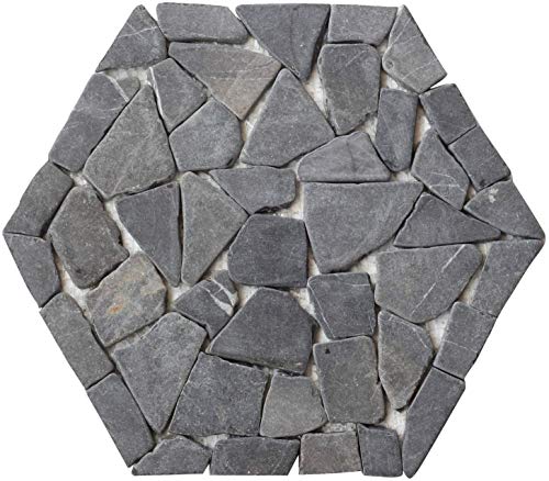 Interlocking Hexagon Shape Pebble Floor Tiles (15-Sheets) Kitchen, Bathroom, and