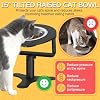 Raised Cat Bowls with Height-Adjustable Stand 15 Tilted Cat Food Bowls Non-Slip Feeder Adjusts to 2.4, 4.02,5.98 with Stainless Steel Bowls Whisker Friendly for Cats and Puppy (Black)
