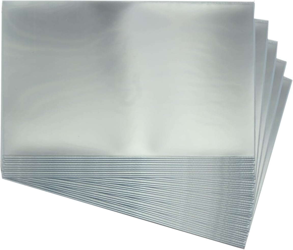 Prophila Collection 50 folding protective pockets made of extra-thick hard foil for stock cards and letters up to 214 x 152 mm (8.4 x 6.0 inches).
