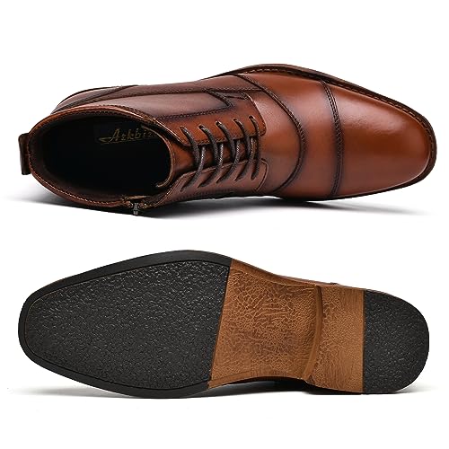 Image of Arkbird Men's Dress Boots Genuine Leather Cap Toe Ankle Boot with Side Zipper for Casual Business Formal Wear