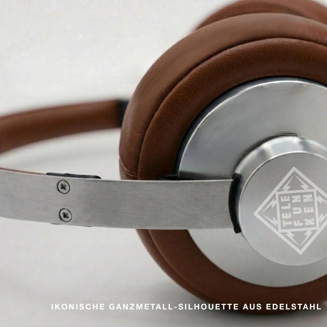 TELEFUNKEN ARCO Classic Edelstahl-Bluetooth-Kopfhörer – Ikonische Ganzmetall-Silhouette mit Luxus-Haptik – Beständiges Design-Statement & klare Bühnenabbildung (Braun)