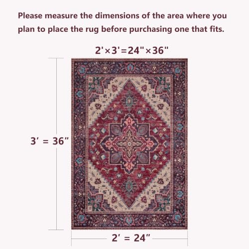 Image of Tangsoo Oriental Small Area Rugs for Entryway, Non Slip 2x3 Washable Rug