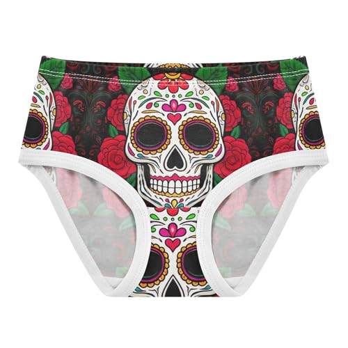Toddler Underwear Floral 2t Cotton Little Girl Panties Florals Briefs Kids Undies Sugar Skulls Rose - Main Image