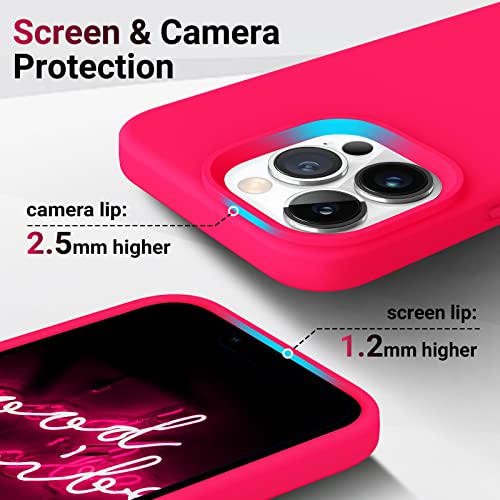 Aotesier Iphone 13 Pro Case,[Military Shockproof Protection] Liquid Silicone Phone Case With [Soft Anti-Scratch Microfiber Lining] Camera & Screen Protection 6.1 Inch Slim Thin Cover（Hot Pink） #TOP3