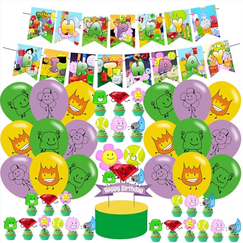 Image of Battle-Dream Island Birthday Party Decorations, Room Decorations, Dream Island Merch Include Bffdi Party Balloons, Bf- Dream-Island Birthday Kids' Party Banner,Cake Topper and Cupcake Toppers