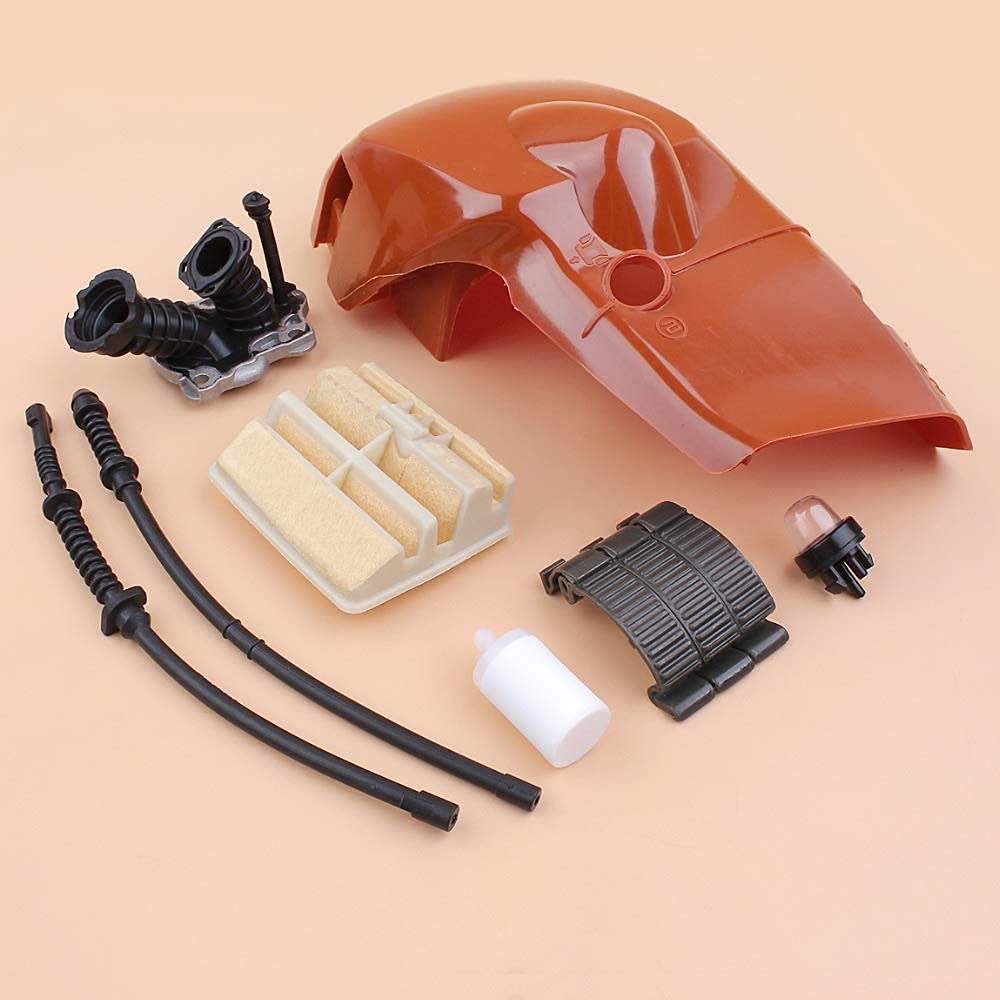 Kit de Filtro de Aire del colector de admisión con Clip de Tapa Superior del Cilindro Compatible con Husqvarna 445 E 445e 450 450e Repuesto de Motosierra de Gasolina