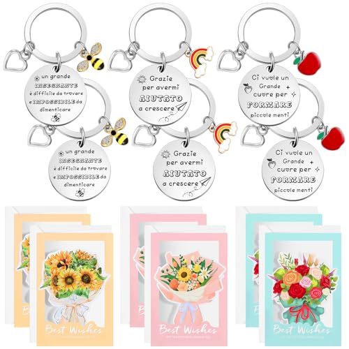 Benedizioni meravigliose: I biglietti d'auguri per gli insegnanti sono decorati con mazzi di rose, garofani e girasoli, insieme alla frase di benvenuto 